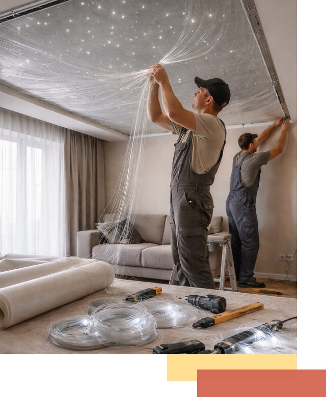 Монтаж натяжного потолка «Звездное небо» в Морозовске