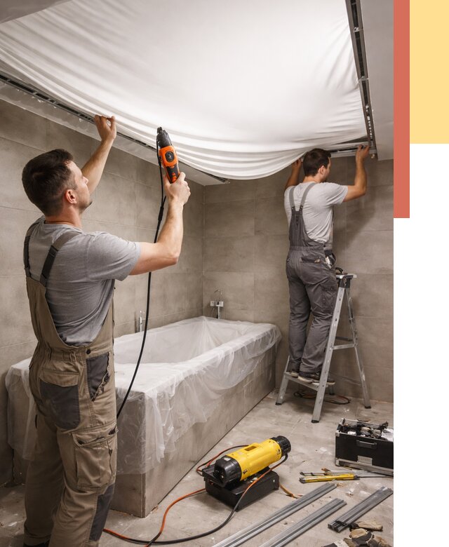 Монтаж натяжного потолка в ванной в Морозовске от 1232 руб. под ключ | ОТДЕЛОЧНИК-Мрз