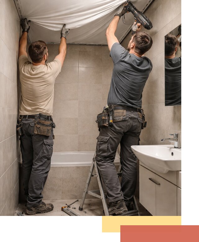 Монтаж натяжного потолка в ванной в Морозовске быстро и качественно