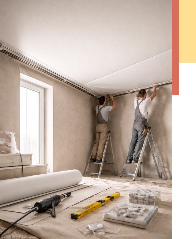 Монтаж натяжного потолка в спальне в Морозовске от 3901 руб. под ключ | ОТДЕЛОЧНИК-Мрз