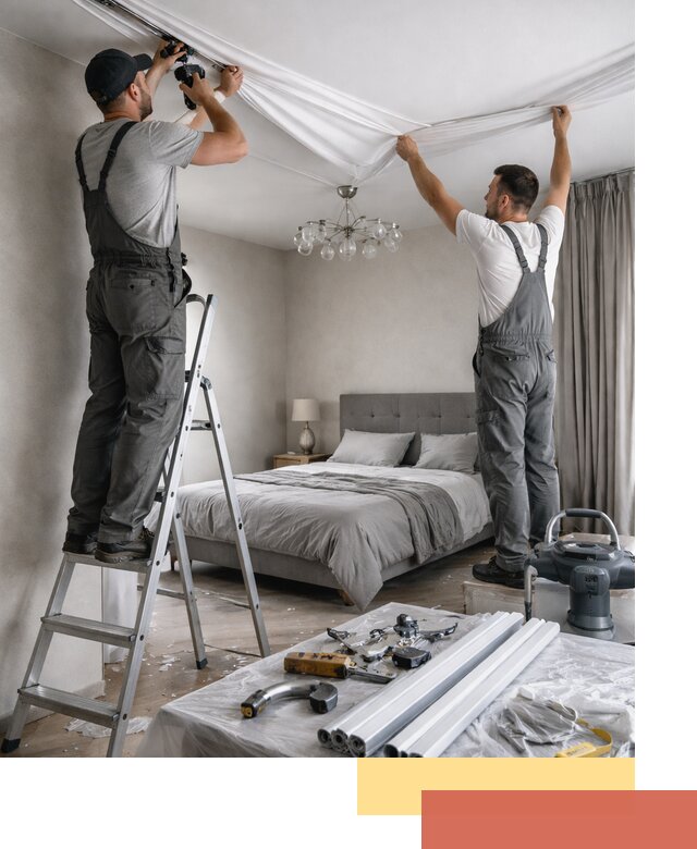 Монтаж натяжного потолка в спальне в Морозовске