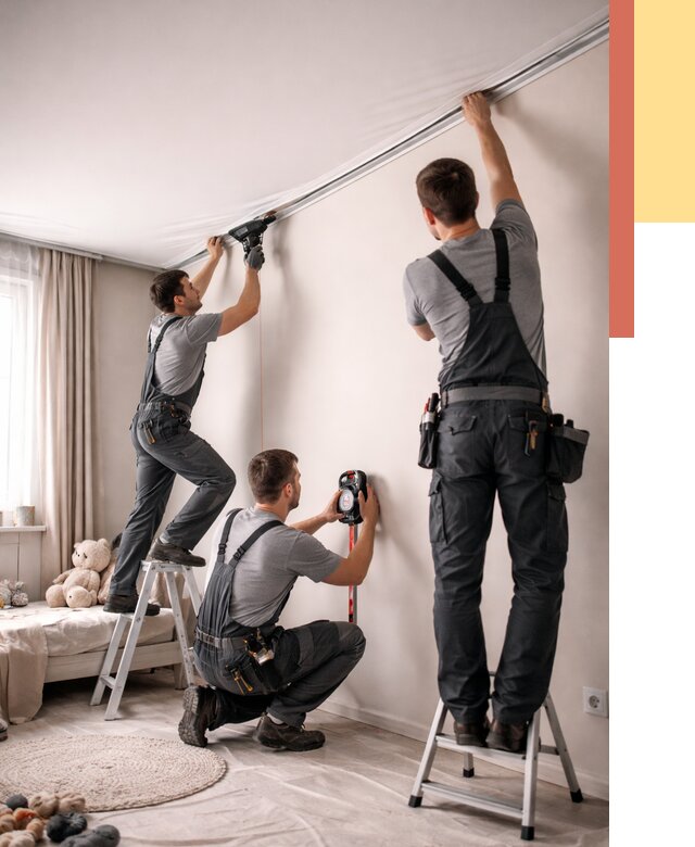 Монтаж натяжного потолка в детской в Морозовске от 3593 руб. — быстро и недорого | ОТДЕЛОЧНИК-Мрз