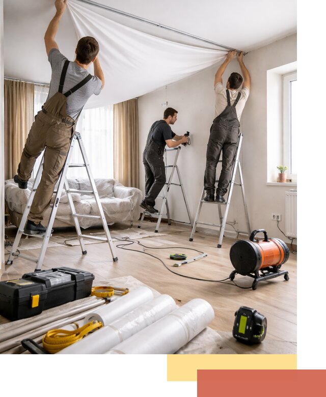 Монтаж натяжного потолка в гостиной в Морозовске