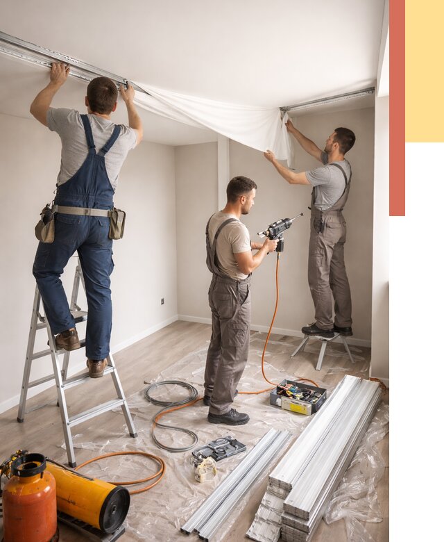 Монтаж натяжного потолка в студии в Морозовске от 5646 руб. — быстро и недорого | ОТДЕЛОЧНИК-Мрз