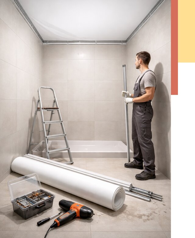 Монтаж натяжного потолка в санузле в Морозовске от 1899 руб. — ОТДЕЛОЧНИК-Мрз