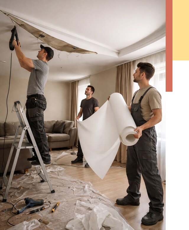 Замена полотна натяжного потолка в Морозовске от 9753 руб. быстро и недорого | ОТДЕЛОЧНИК-Мрз