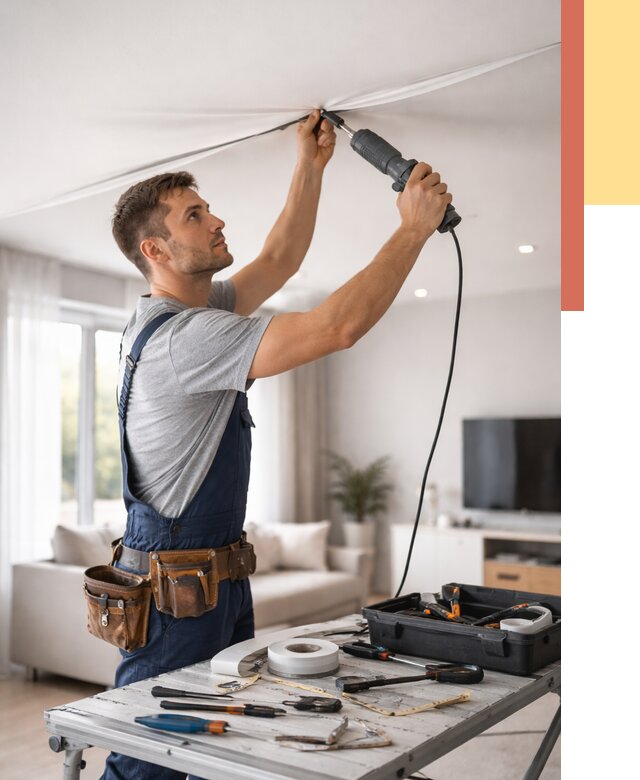 Ремонт натяжных потолков в Морозовске от 9753 руб. под ключ — ОТДЕЛОЧНИК-Мрз