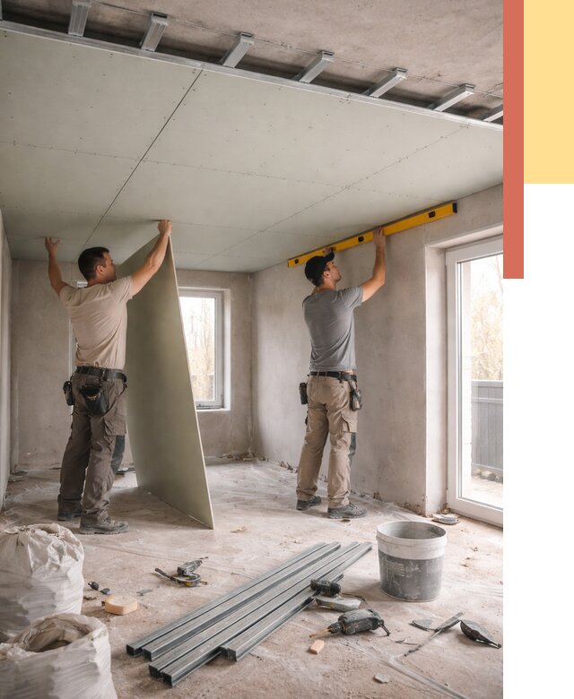 Одноуровневый потолок из гипсокартона в Морозовске от 770 руб. — монтаж под ключ | ОТДЕЛОЧНИК-Мрз