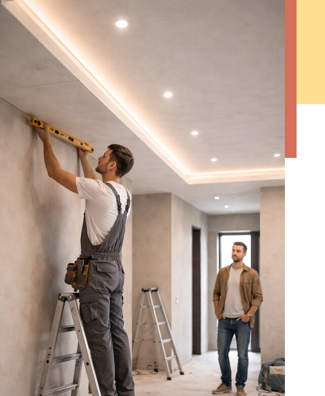 Потолок из гипсокартона с подсветкой в Морозовске от 770 руб./м2 под ключ | ОТДЕЛОЧНИК-Мрз