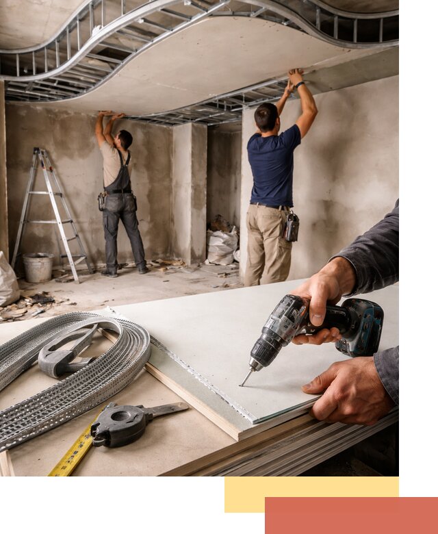 Криволинейный потолок из гипсокартона в Морозовске — монтаж и отделка