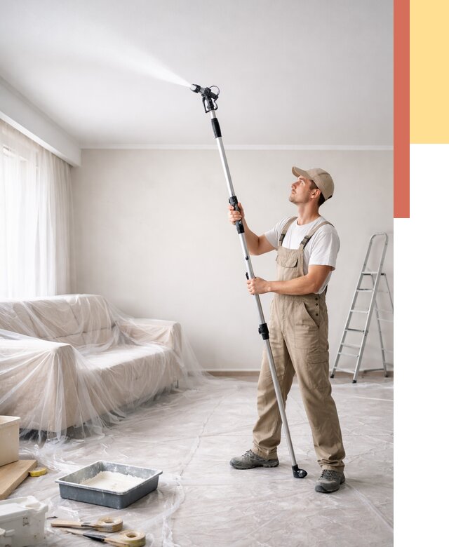 Покраска потолка краскопультом в Морозовске от 4620 руб. быстро и недорого | ОТДЕЛОЧНИК-Мрз